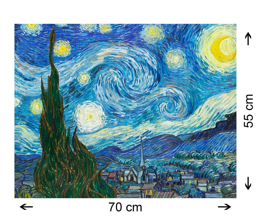 Quadri Pronti Notte Stellata Vincent Van Gogh Quadro Moderno - Riproduzione su  tela Canvas 70x55cm